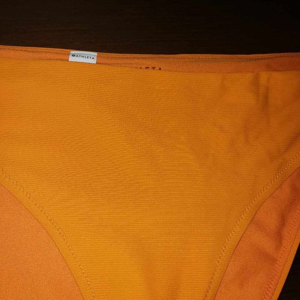 Athleta Swim Cloudbreak Rib Low Rice Bottom Orange - Picture 2 of 8